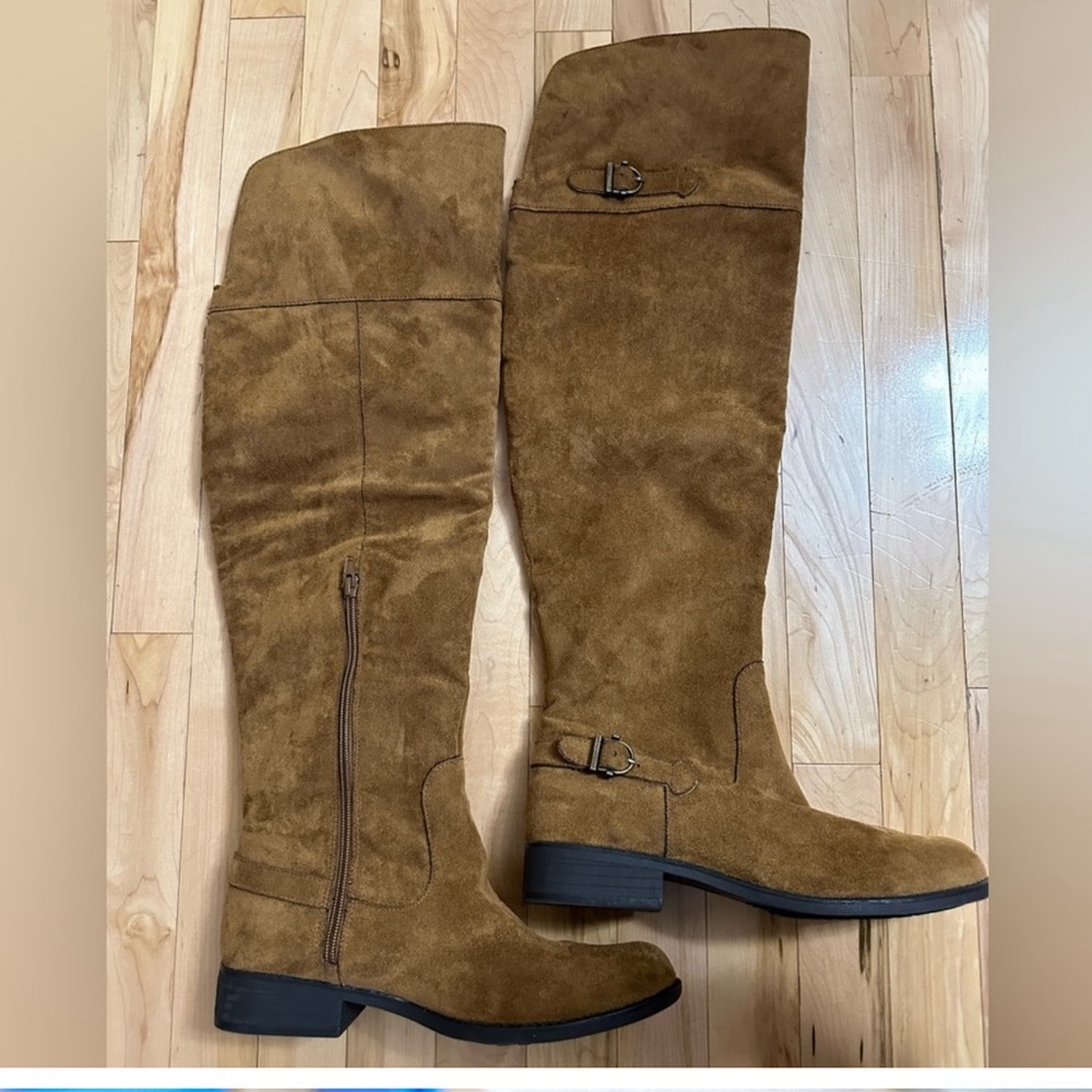 Knee high suede boots